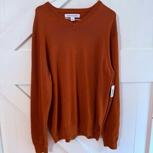 Amazon Essentials Men's‎ Rust V-Neck Pullover Sweater Large *NWT*